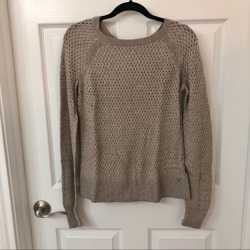 AEO Taupe Zip Sweater